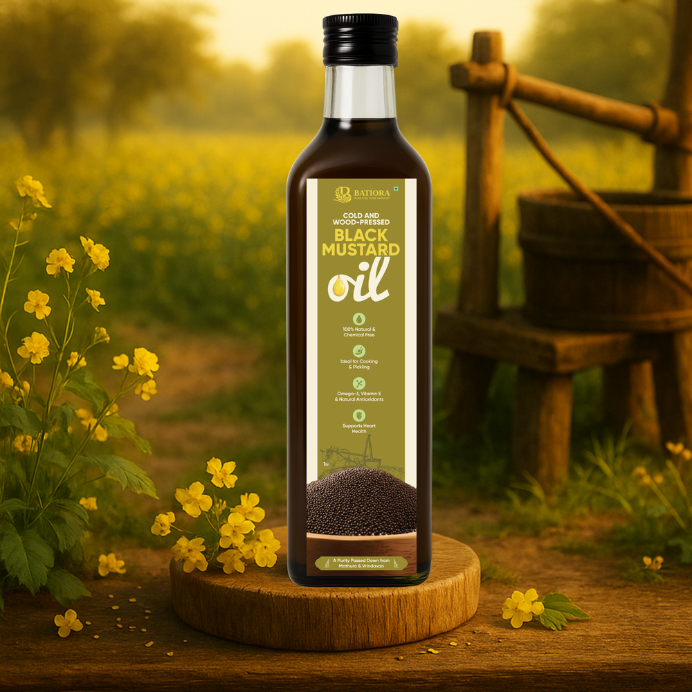 Cold & Wood-Pressed Black Mustard Oil – 500 ml (Plastic Bottle)